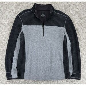 Prana Wentworth 1/4 Zip Wool Blend Sweater Mens XL Gravel Gray Color-Block Knit
